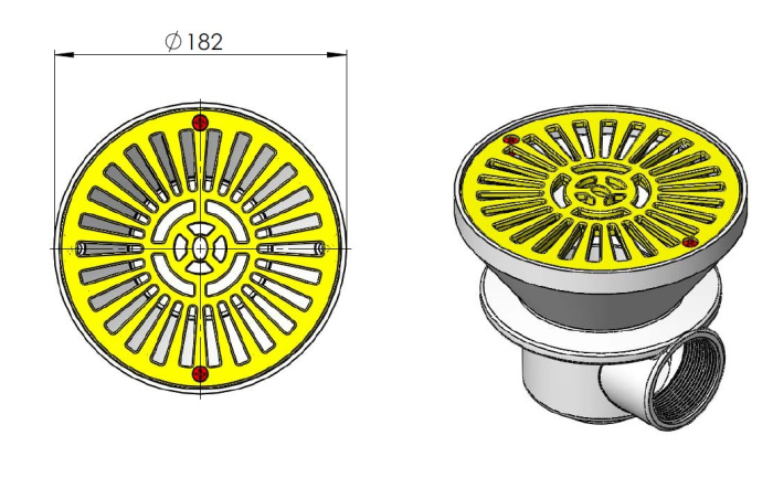 Sifon piscină beton AstralPool Ø180mm racord 2 inch debit 13mc/h conform EN 16582-1 [3]