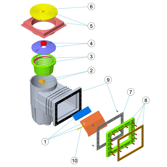 Skimmer AstralPool Liner 15.0 Litri - Deschidere Frontală Îngustă - Lungime Încastrare Scurtă - Capac Pătrat [2]