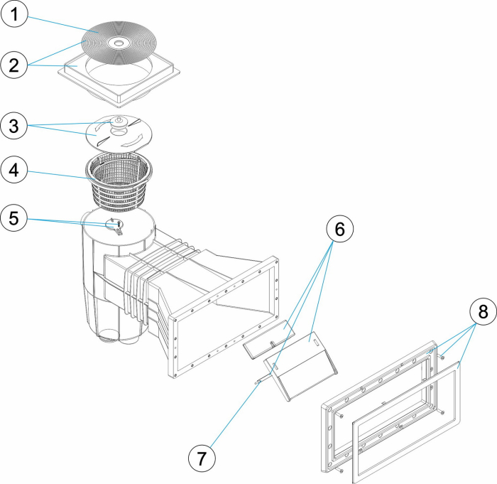 Skimmer AstralPool Beton 15 Litri - Deschidere Frontală Largă - Lungime Încastrare Standard - Capac Pătrat [3]