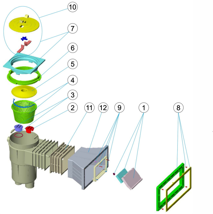 Skimmer AstralPool Beton 17.5 Litri - Deschidere Frontală Largă - Lungime Încastrare Extinsă - Inel Extensie [3]