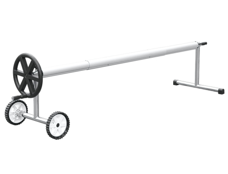 Acoperiri piscina - Derulator telescopic prelată de vară - tub aluminiu Ø 81 mm reglabil 4,3-5,55 m - suporturi inox cu roți - piscine
