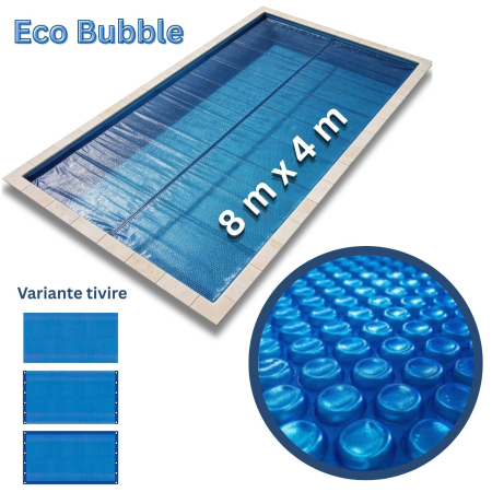 Echipamente piscina - Prelată de vară cu bule pentru piscină Eco Bubble AstralPool - 4 x 8 m, tivire la ambele capete, 400 microni