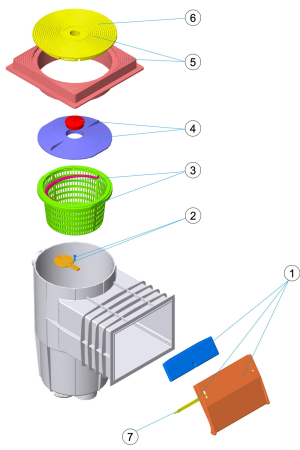Skimmer AstralPool Beton 15 Litri - Deschidere Frontală Îngustă - Lungime Încastrare Scurtă - Capac Pătrat [2]