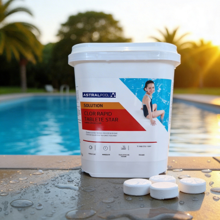 Tratarea apei din piscina - Tablete Clor Șoc AstralPool 30g - Dezinfecție Rapidă - Găleată 5kg 75157