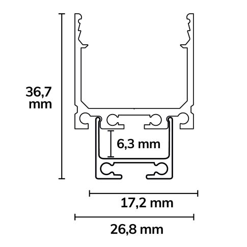 Profil LED aplicat SURF20 aluminiu negru vopsit RAL 9005, 200cm [2]