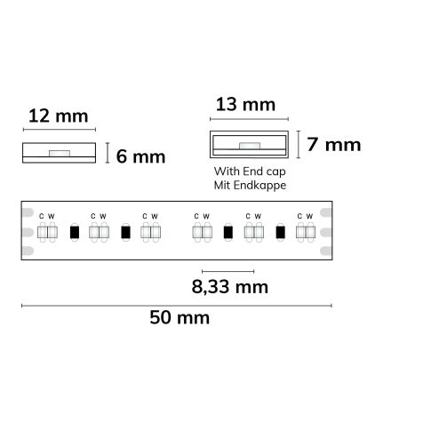Bandă LED CRI923/950 CCT Flex Stripe, 24V DC, 10W WW + 10W CW, IP68, rolă 5m, 240 LED/m [3]