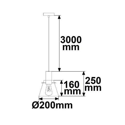 Lampă suspendată din sticlă concavă neagră, E27, Ø20cm, cablu 50–300cm, fără bec și fără rozetă [3]