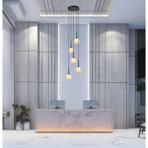 Lampă suspendată din sticlă transparentă/albă, E14, 50–300 cm, fără bec și fără rozeta de tavan [1]