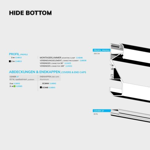 Profil plintă LED HIDE BOTTOM alb RAL9003, 200 cm [2]