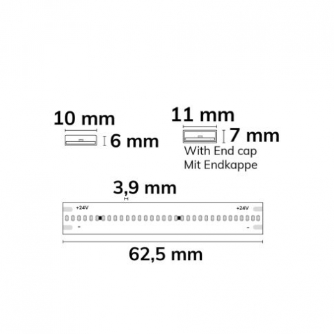 Bandă LED COB CCT 24V, 8W/m, IP68, 5m, 512 LED/m, rezistență până la 100°C [1]