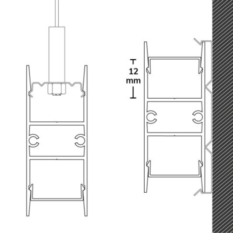 Profil LED aplicat dublu HIDE DOUBLE, aluminiu anodizat, 200 cm [1]