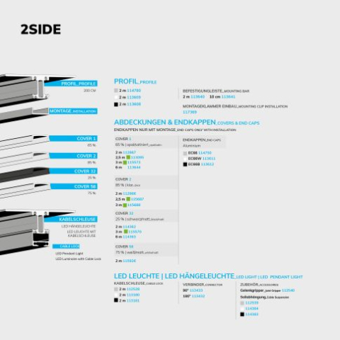 Profil LED suspendat 2SIDE aluminiu argintiu, 200 cm [2]