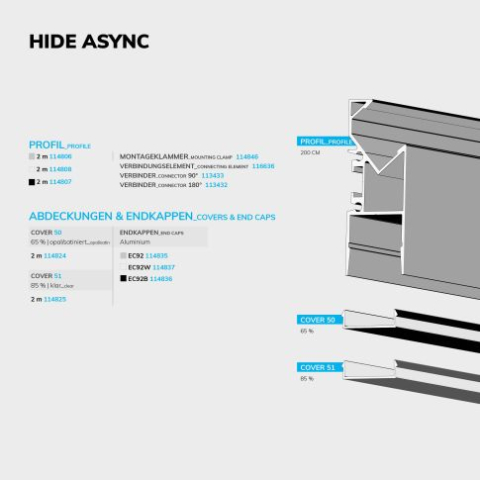 Profil aluminiu aparent HIDE ASYNC, eloxat, 200 cm [2]