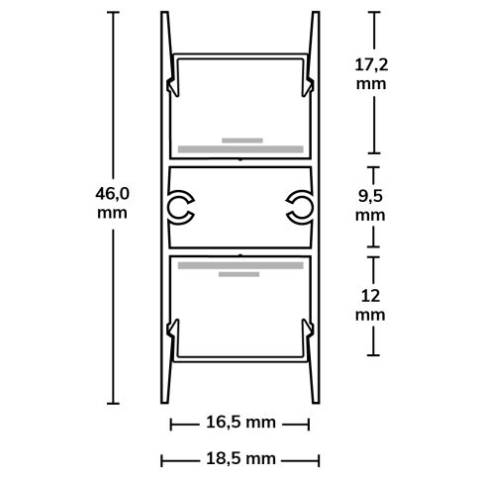 Profil LED aplicat dublu HIDE DOUBLE, aluminiu anodizat, 200 cm [4]
