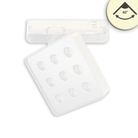 Sisteme de iluminat pe sina DALI HV - Proiector LED MATRIX pe șină DALI HV, 3 faze, 20W, 40°, 3000K, UGR<19, alb, dimabil DALI