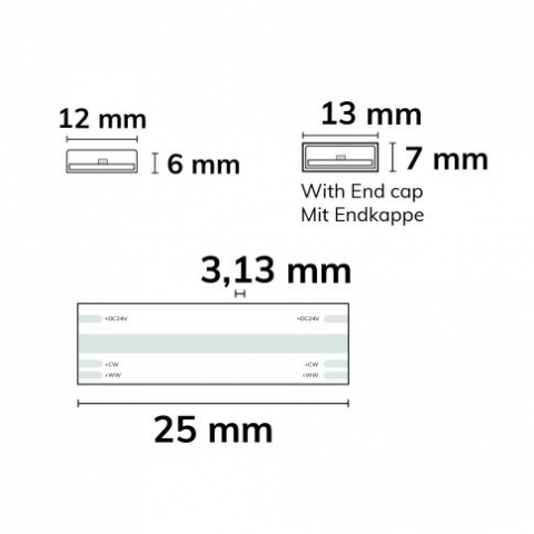 Bandă LED CCT rezistentă la temperaturi înalte – 24V, 10W, IP68, 5m, 640 LED/m [1]