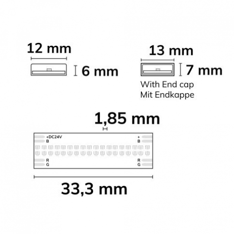 Bandă LED RGB COB – 24V, 14.4W/m, IP68, 5m, 540 LED/m, rezistență până la 100°C [1]