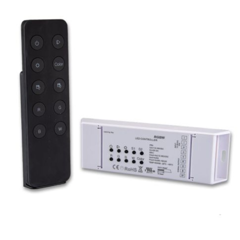 Controlere Benzi LED - Controller LED RGB+W PWM 4 canale, 12–36V DC, 4×5A, cu control local și telecomandă