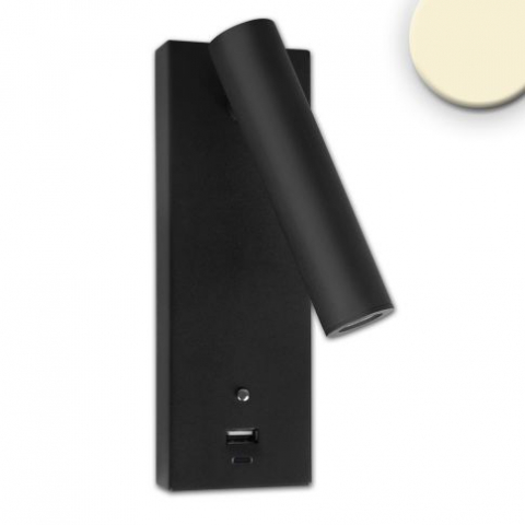 Lampă de citit LED, 3W, neagră, cu porturi de încărcare USB-A și USB-C, lumină alb cald, reglabilă în 3 trepte [4]