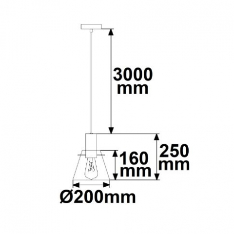 Lampă suspendată din sticlă concavă neagră, E27, Ø20cm, cablu 50–300cm, fără bec și fără rozetă [2]