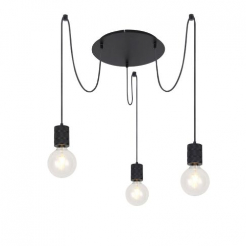 Lampi  Suspendate - Lampa suspendata rotunda neagra mata,3xE27,fara bec inclus