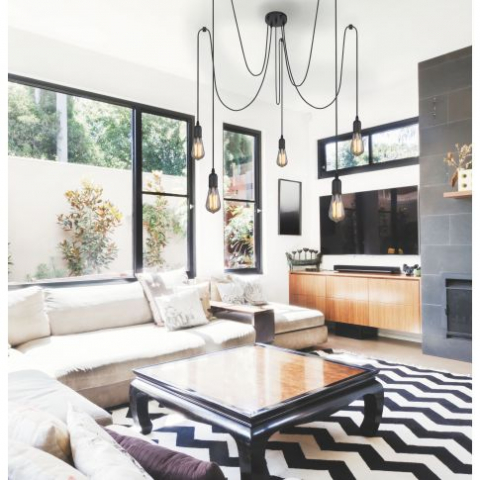 Lampă suspendată Spider 1, negru metalic, 8 cabluri 1,5–3,5m, fără becuri, 8xE27 [1]