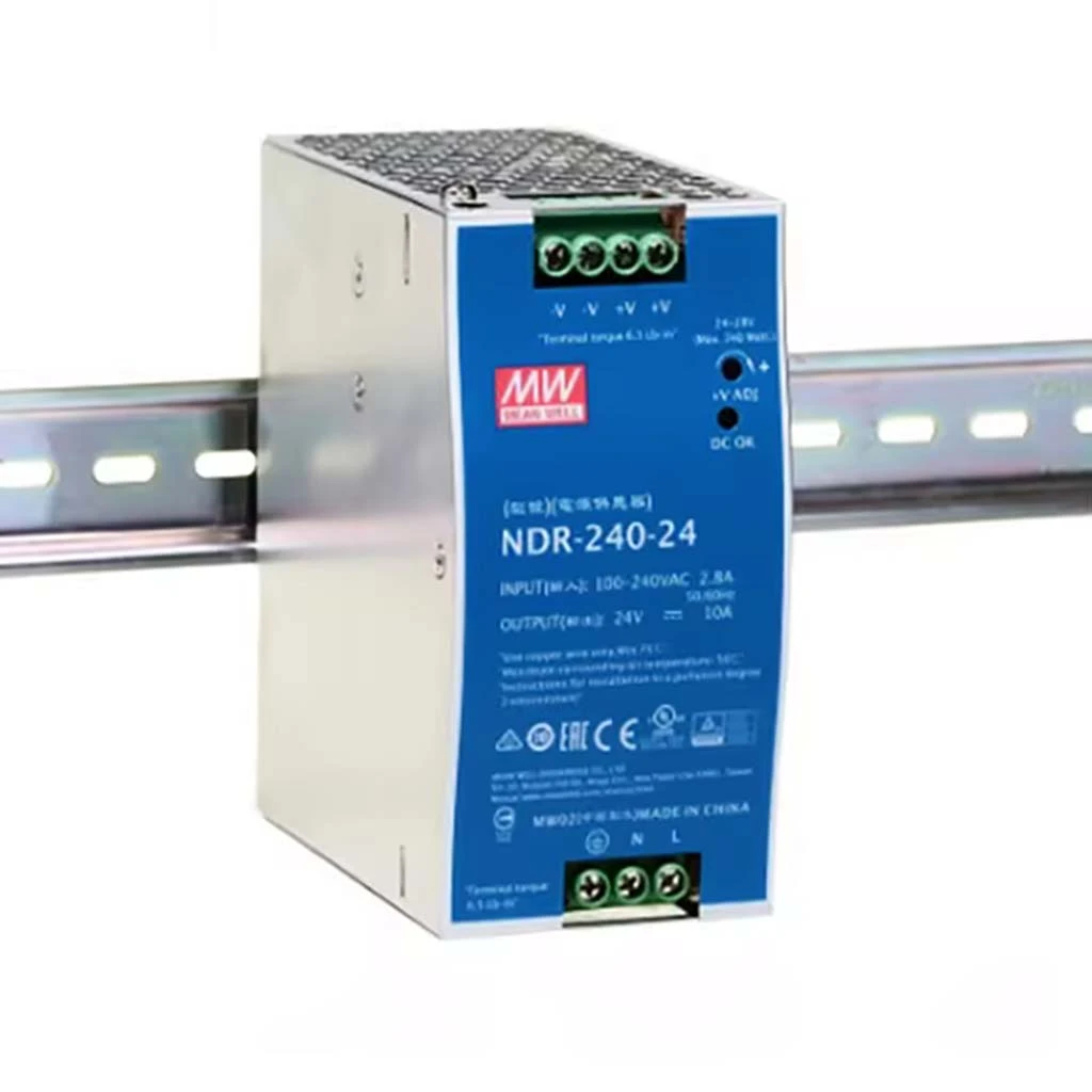 Surse 24V Carcasa Metalica - Meanwell NDR-240-24 Sursă de alimentare pe șină DIN, 24V/DC, 240W, 10A, PFC