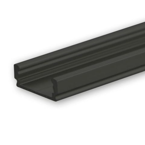 Profile LED&Accesorii - Profil LED aplicat SURF12 FLAT aluminiu vopsit negru RAL9005, 200cm