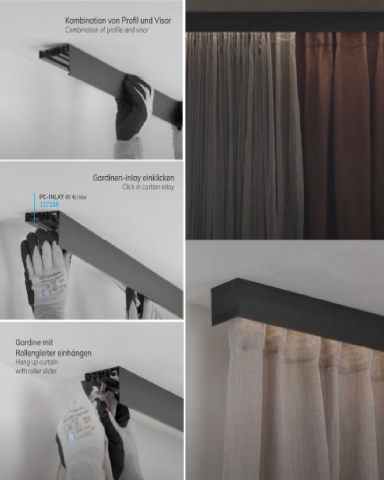 Profil perdea LED CURTAIN Single, alb RAL9010, 200 cm [1]