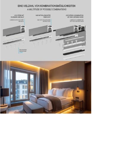 Profil perdea LED CURTAIN Single, alb RAL9010, 200 cm [2]