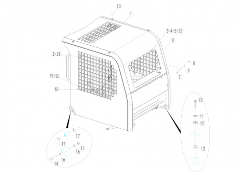 Piese mini incarcator SUNWARD SWL2820 - Piese cabina pentru mini incarcator Sunward SWL 2820