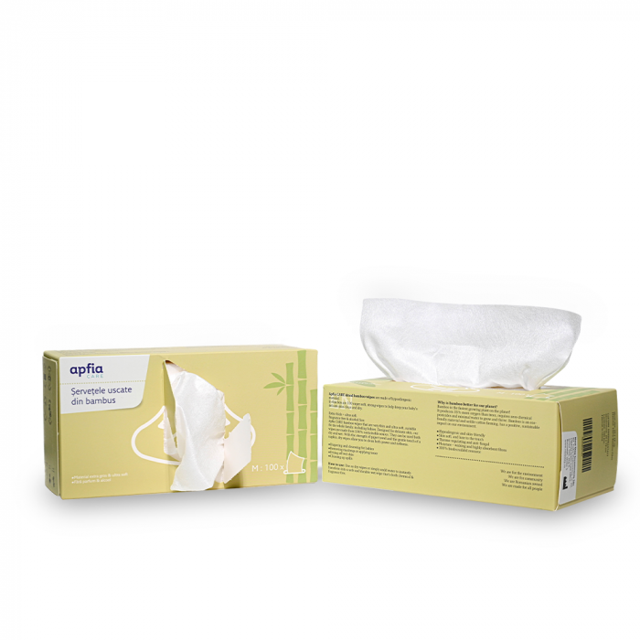 Pachet șervețele uscate din bambus Apfia Care 100 bucăți hipoalergenice [2]