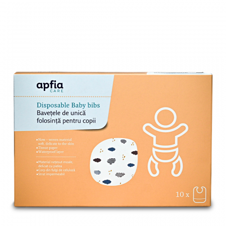 Îngrijire bebeluși - Bavete de unică folosință Apfia Care cu buzunar de colectare pentru protecția hainelor