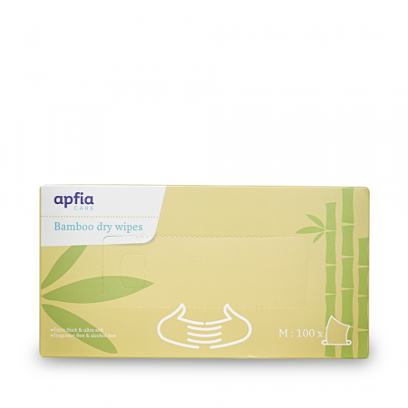 Îngrijire bebeluși - Pachet șervețele uscate din bambus Apfia Care 100 bucăți hipoalergenice
