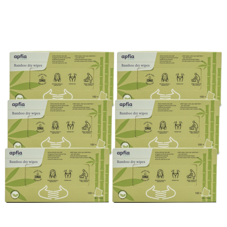 Îngrijire bebeluși - 6 cutii servetele uscate din bambus Apfia Care 600 bucati