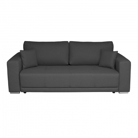 Canapea extensibila BER238B, 3 locuri, cu arcuri si lada depozitare, gri inchis, 238x108x77 cm
