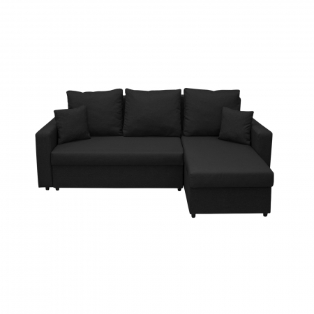 Coltar extensibil NIC225, cu lada depozitare, colt interschimbabil, negru, 225x145x82 cm