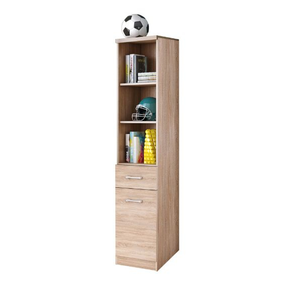 Colectia TOP MIX - Biblioteca deschisa TOP MIX, 1 usa, 1 sertar, stejar sonoma, 40x33x183 cm