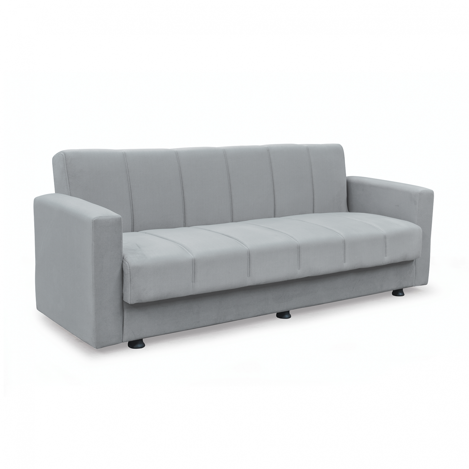 Canapele Moderne - Canapea extensibila MARBELLA ONE, 3 locuri, cu arcuri si lada depozitare, gri deschis, 214x73x80 cm
