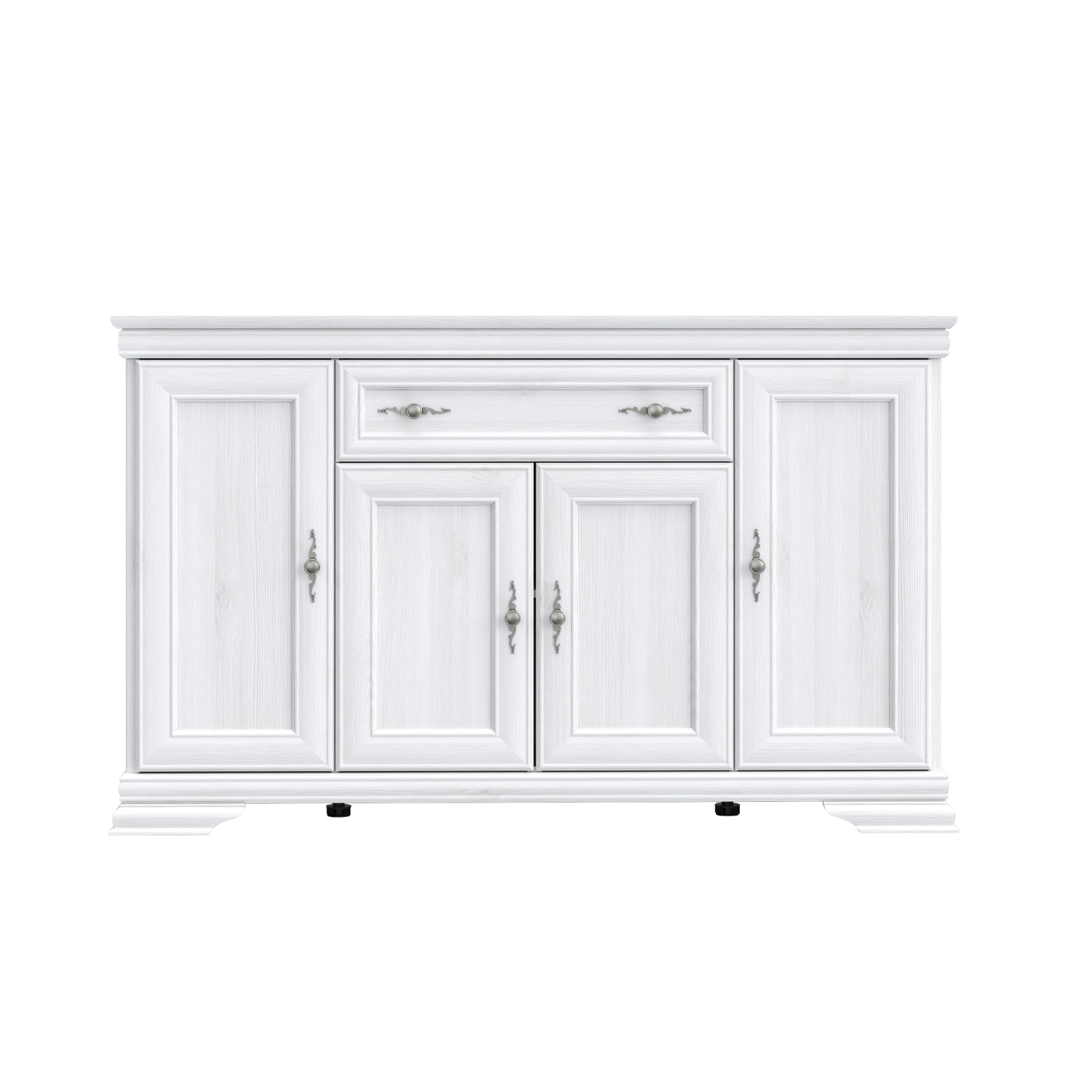 Comode TV - Comoda TV REKA, cu 4 usi si 1 sertar, alb, 157,7x42,7x95,9 cm