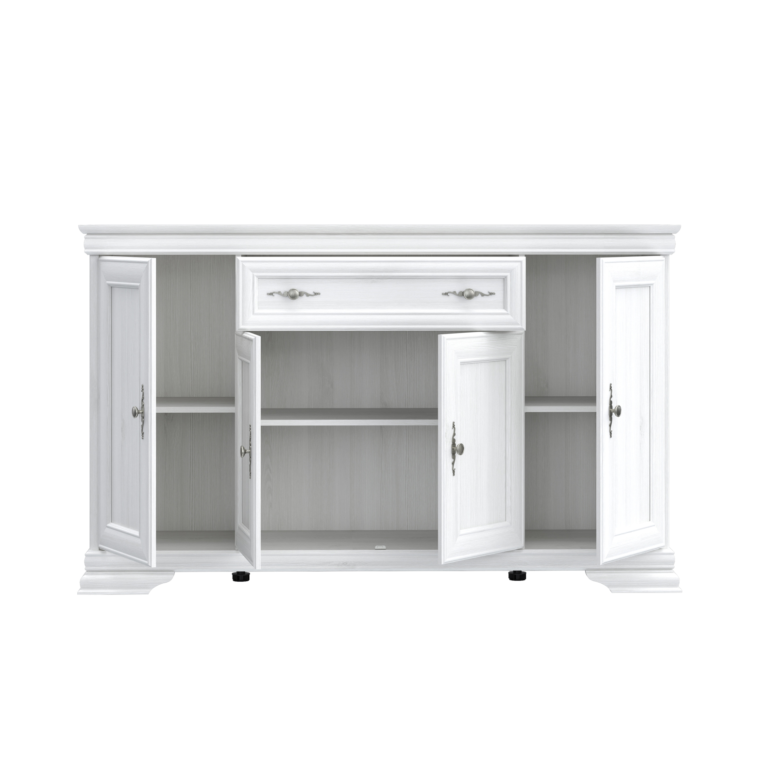 Comode TV - Comoda TV REKA, cu 4 usi si 1 sertar, alb, 157,7x42,7x95,9 cm