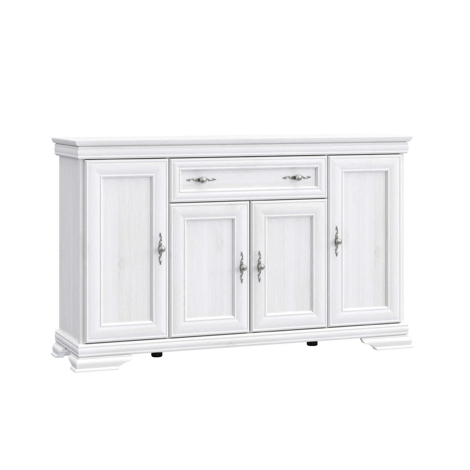 Comode TV - Comoda TV REKA, cu 4 usi si 1 sertar, alb, 157,7x42,7x95,9 cm