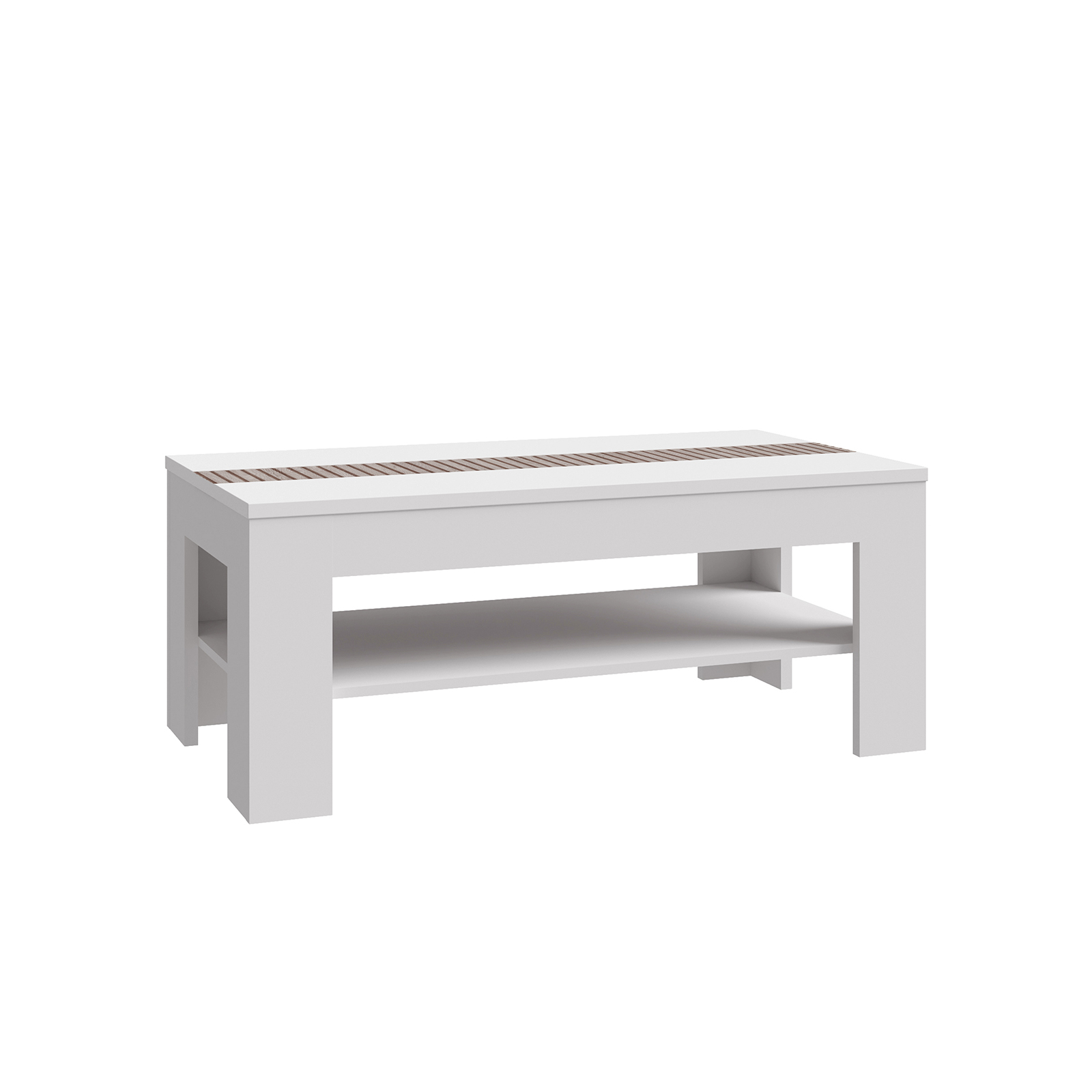 Masute Cafea - Masuta living AMBRA, alb + stejar Rovere, 110x60x46 cm