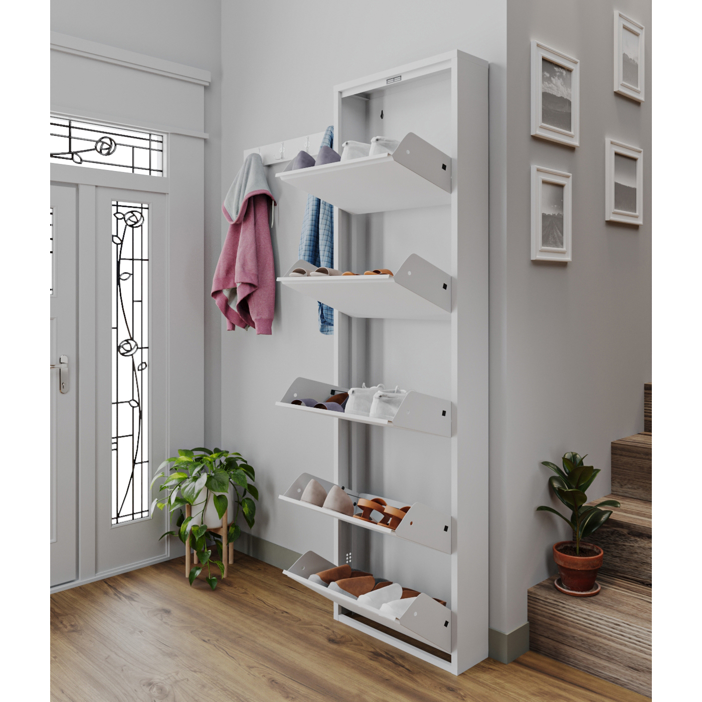 Depozitare - Pantofar FIVE, cu 5 rafturi, 50x15x169 cm