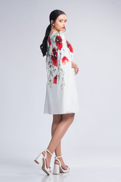 Rochie din voal cu flori rosii Mara [3]