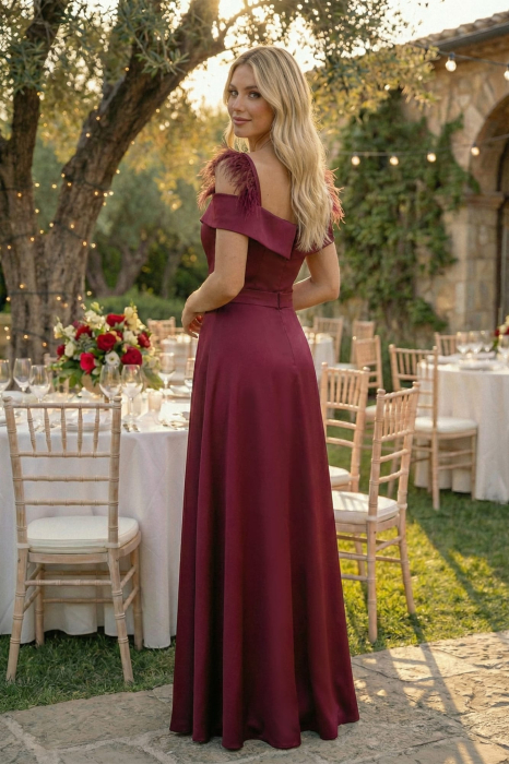 Rochie eleganta burgundy maxi Zela [4]