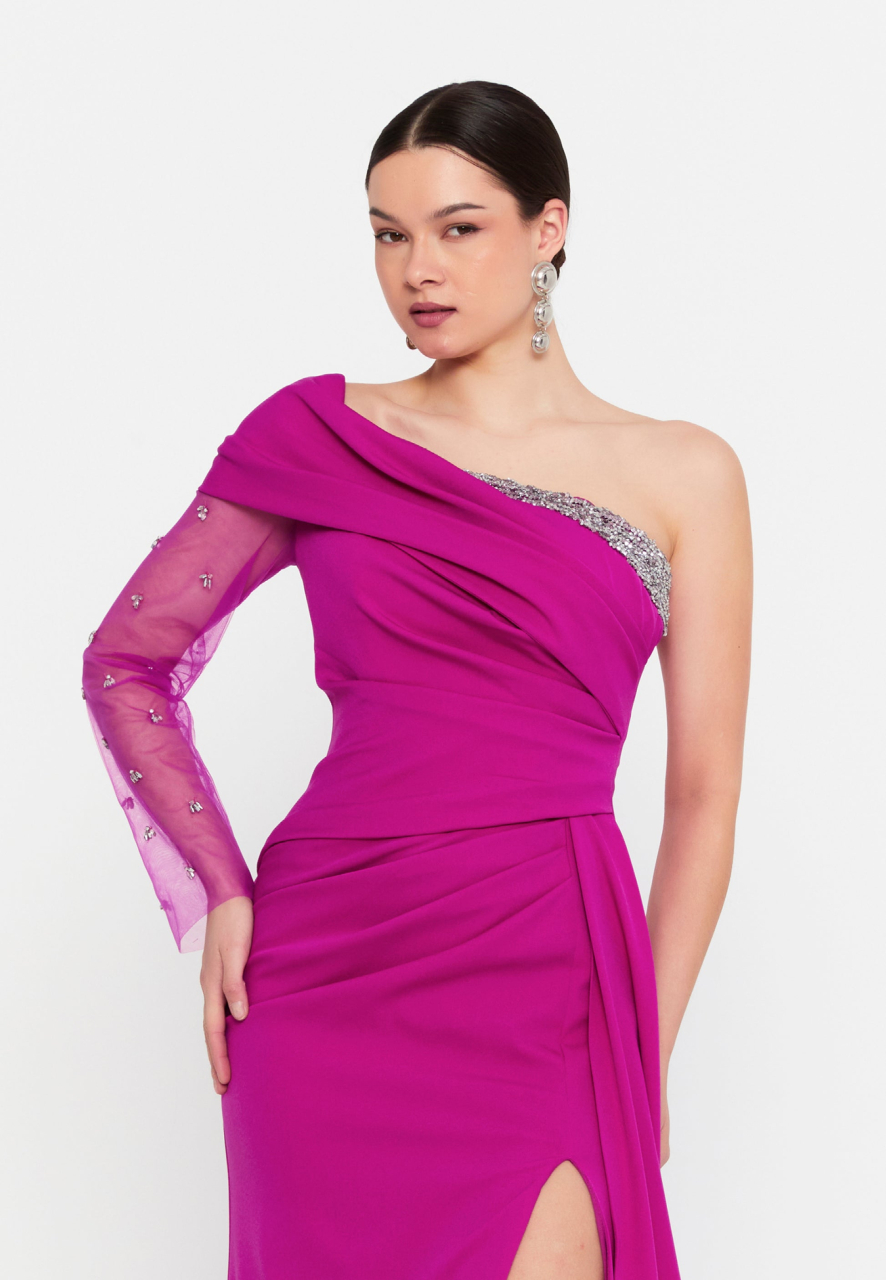 Rochie eleganta fucsia model unic [3]