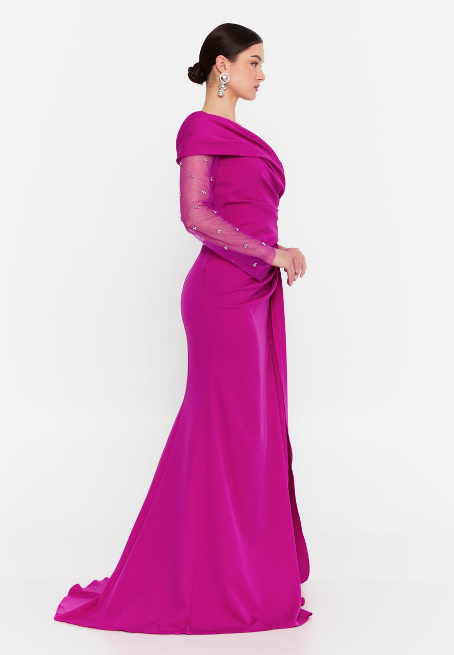 Rochie eleganta fucsia model unic [2]