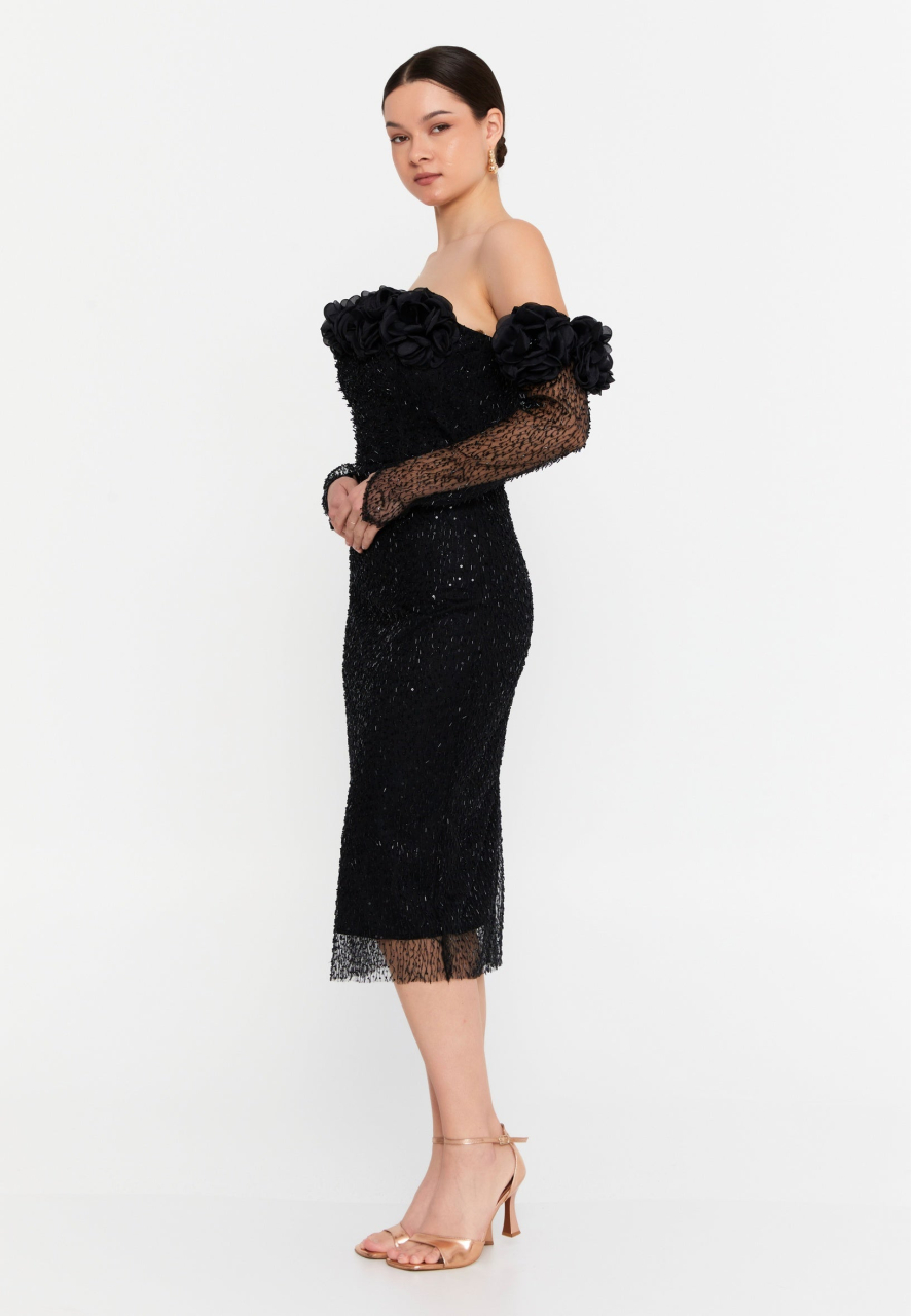 Rochie tip bijuterie cu flori 3D Nessa [2]