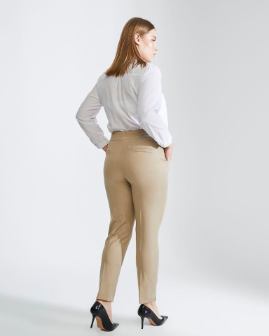 Pantaloni Marimi Mari / Plus Size - Pantaloni crem conici eleganti